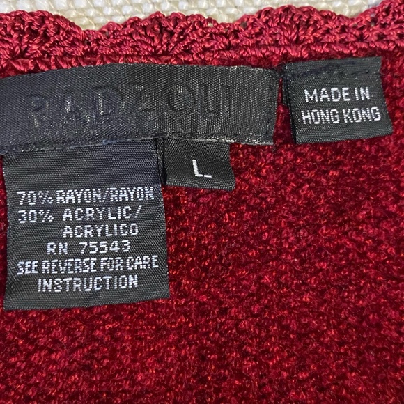 Radzoli Deep Red Chenille Dainty Crochet Flower Detail Cozy Holiday Sweater-Sz-L - Picture 11 of 16